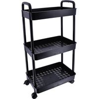 Tendance – Desserte de cuisine sur roulettes 3 paniers – Dimensions 38 x 26.5 x 77 cm – En polypropylène noir – Rangement esthétique et fonctionnel