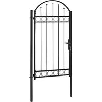 vidaXL Fence Gate with Arched Top Steel 100x200 cm Black