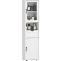 Colonna Bagno con 2 Armadietti, Cassetto e Ripiano Aperto, 40x30x165 cm, Bianco