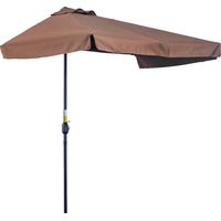 Demi parasol - parasol de balcon 5 entretoises métal 2,3 x 1,3 x 2,49 m polyester haute densité chocolat