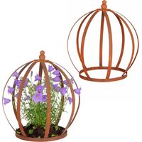 Plant Supports Set of 2, Rust Crown Trellis Rings