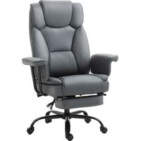 Vinsetto Bürostuhl Ergonomischer Chefsessel 360° Drehbar Computerstuhl höhenverstellbar mit Kopfstütze und gepolsterte Armlehnen mit Fußstütze Kunstleder 68 x 80 x 120–126 cm