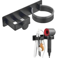 Soporte para secador de pelo, no requiere taladrar, apto para baño, dormitorio, hotel, color negro.