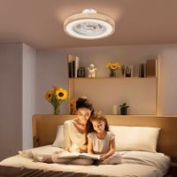 Ventilateur plafonnier LED RGB 40W avec télécommande, gradation, 6 vitesses, minuterie réversible, 50 cm, pour chambre nature