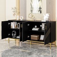Madia Contenitore con 4 Ante e 2 Ripiani Regolabili, per Soggiorno Sala da Pranzo Ingresso, MDF, 160 x 40 x 80.5 cm