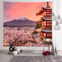 Japanischer Wandteppich mit Motiv des Berges Fuji, 150 x 130 cm, asiatische Pagodendekoration