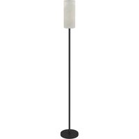 Lámpara de pie con pantalla de tela, casquillo E27, lámpara de pie con interruptor de pie para salón, dormitorio, bombilla no incluida, negra