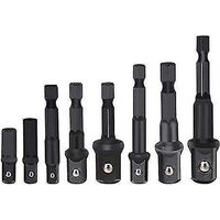 8 Piece Drill Socket Adapter Set, Hex Shank Impact Driver Socket Adapter, Socket To Bit Adapter 1/4" 3/8" 1/2" Impact Driver Adapter
