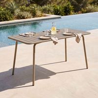 Table de jardin 160x90x73cm en métal taupe - BACA