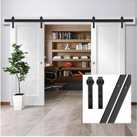 Herraje para Puerta Corredera Kit de Rieles de Puerta Corrediza de Granero Para Doble Puerta, Forma de J - 200cm