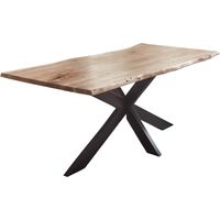 Esstisch Baumkante Akazie naturfarben 160 x 85 cm Spider-Gestell schwarz TABEA