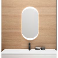 Espejo led tipo cápsula 50x100 cm con arenado semicircular y luz fría