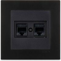 Prise RJ45 double catégorie 6 noir métallisé – ensemble complet avec plaque – 254/14E EXEN