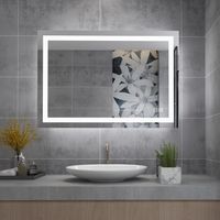 LISA Badspiegel LED mit Beleuchtung 60x90cm Badezimmerspiegel mit 3000-6500k Beleuchtung,Beschlagfrei Dimmbar Touch Bad Spiegel