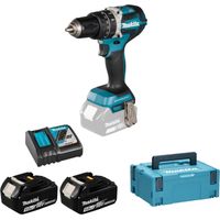Makita – Perceuse visseuse à percussion 18V avec 2 batteries 5.0Ah – Moteur BL compact – Technologie XPT pour environnements difficiles – Coffret MakPac