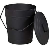 Relaxdays – Seau à cendres en acier noir 12L – Couvercle avec poignée – Pour refroidissement cendres chaudes et rangement charbon – Accessoire cheminée
