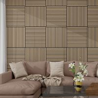 Set Vang di 4 Pannelli Murali 3D Fonoassorbenti 60x60 cm a Listelli Dritti Copertura 1,44 m² - Effetto Noce Chiaro NEU.HOLZ