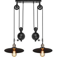 Wottes – Lustre suspension rétro noir – Système de poulie réglable – Métal forgé – Éclairage intérieur salle à manger, salon, cuisine