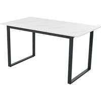 Verstellbarer Esstisch 140/180x80x75cm,mit stabilen Eisen-Vierkantbeinen und moderner MDF Tischplatte in Marmoroptik für Zuhause und Büro