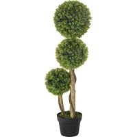 Buisson artificiel 3 sphères buis avec pot renforcé, hauteur 90 cm