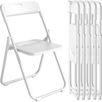 Juego de 6 Sillas Plegables de Plástico con Respaldo Curvo Diseño Ventilación Estructura de Acero 48,5x47x75 cm Blanco
