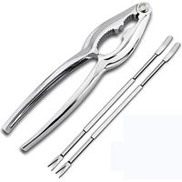Krabbenknacker-Set, 3-teiliges Meeresfrüchte-Werkzeugset, Nussknacker aus Metall, Nussknacker mit Krabbenschere und 2 Krabbengabeln