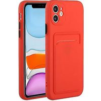 Coque de protection antichoc en TPU rouge avec emplacement pour carte pour iPhone 12