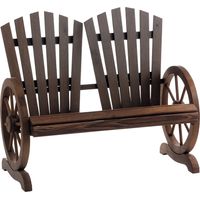 Banc de jardin 2 places en bois massif, avec accoudoirs, supportant jusqu'à 250 kg, style rustique, idéal pour le jardin, la terrasse et autres espaces extérieurs. Dimensions : 108 x 66 x 95 cm. Coule