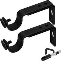 Lot de 2 supports de tringle à rideaux - 25 mm - Avec vis - En métal - Réglable - Noir - Pour la maison, le bureau, la chambre à coucher, l'armoire, la salle de bain