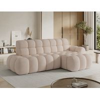 Ecksofa BULLA 3-Sitzer beige, rechter Winkel – Cord samt mit elektrischer Sitzverlängerung
