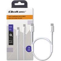 Qoltec USB 2.0 Typ C Kabel USB 2.0 Typ C 60W QC 3.0 PD 1m Weiß