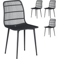Sedie da Pranzo per Esterni Set da 4, Sedie da Giardino con Schienale Fessurato, Nero