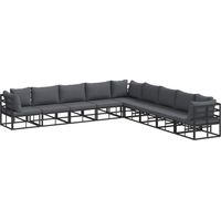 Maison Exclusive - Gartensofa-set 9 stk. Schwarz Aluminium