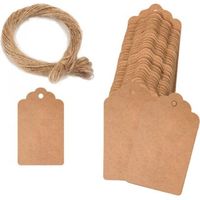 Lot de 100 étiquettes cadeaux en papier kraft avec corde de 20 m, étiquettes à suspendre en papier kraft, étiquettes vintage à suspendre