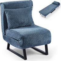 Makika Fauteuil Convertible Lit Lea Tissu Bouclette Pliable en Bleu