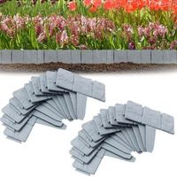 Set of 20 Outdoor Garden Edging Stone - Plastic Garden Edging - Lawn Edging 5m - Grey
