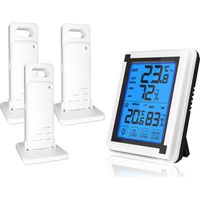 Thermomètre extérieur Intérieur Hygromètre Numérique avec 3 Capteurs sans fil Jauge d'humidité Moniteur Température Précis avec Rétroéclairage LCD à écran tactile (3 capteurs)