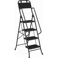 Escalera Plegable de 4 Peldaños con Bolsa de Herramientas Escalera de Tijera con Peldaños Anchos Antideslizantes Negro