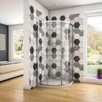Ocean Sanitaire – Cabine de douche 90x90x185cm 1/4 de rond en verre sécurité anti-calcaire – Porte coulissante avec joint magnétique – Profilé chromé anodisé