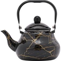 Teekanne, 2 L Teekessel, Tee Kaffeekanne, Vintage, Elegant und Hochtemperatur gebrannt, Geeignet für Elektromagnetische Öfen und Gasherde, 2L Kapazität, Schwarz