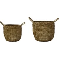 Lined Basket (Set of 2) - Seagrass - L35 x W35 x H30 cm - Natural