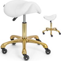 Taburete de estética - 57 - 75 cm - 150 kg - blanco/dorado