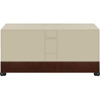 Rechteckige Gartenmöbelabdeckung, quadratische Oxford-Gartenmöbelabdeckung mit Belüftungsöffnungen, wind-, wasserdicht und staubdicht, für Tisch- und Stuhlmöbel – Beige und Braun 210 x 140 x 80 cm
