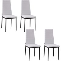 Set 4 Sedie Imbottite per Soggiorno o Sala da Pranzo, Sedie da Cucina Moderne, in Metallo e Tessuto Bianco