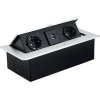 Prise Encastrable Plan de Travail argent, Multiprise Plan de Travail Cuisine avec 2 Prises +2USB