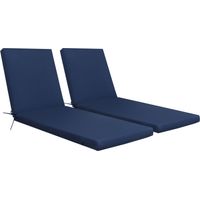 Juego de 2 cojines para tumbonas de exterior, funda extraíble, correas ajustables, poliéster azul.