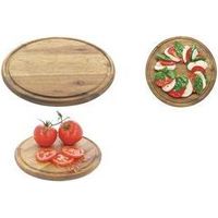 Metaltex Tagliere rotondo in legno di acacia con scanalatura, Ø 24 cm, marrone