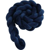 Tour de lit bébé - Coussin serpent tressé en velours avec 3 coussins, protection pour lit bébé, décoration de chambre, bleu marine - 2 m