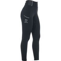 S, Blu navy: Leggings da donna per equitazione in tessuto tecnico full grip a vita alta