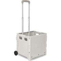 Randaco Chariot de course pliable 45L avec couvercle, 2 roues, panier trolley pour courses et maison, blanc